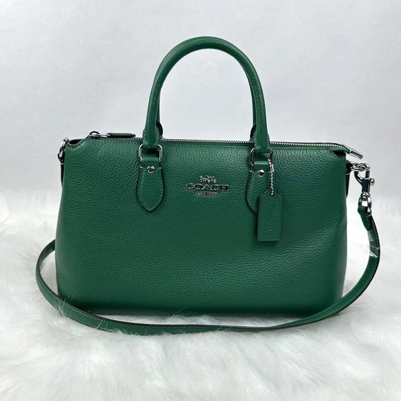Coach Georgia Satchel Crossbody Handbag In Leather Shamrock Green CR156 NWT - Picture 1 of 11